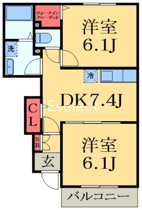 アルモニーA(2DK/1階)の間取り写真
