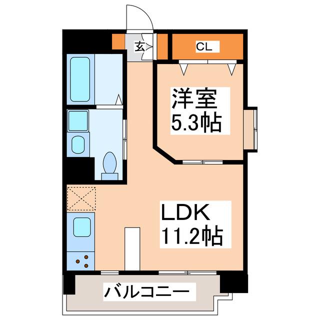 レジディア熊本辛島(1LDK/12階)の間取り写真