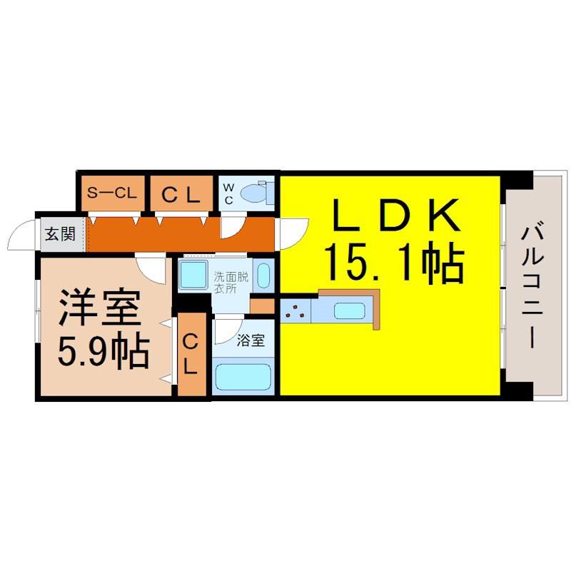 らとぅーる代官町イースト(1LDK/8階)の間取り写真