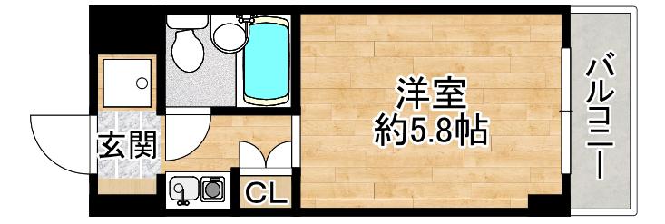カルムウエスト(1K/4階)の間取り写真