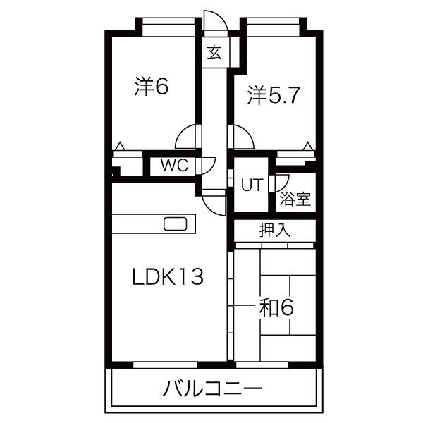 サテラ佐賀駅前(3LDK/3階)の間取り写真
