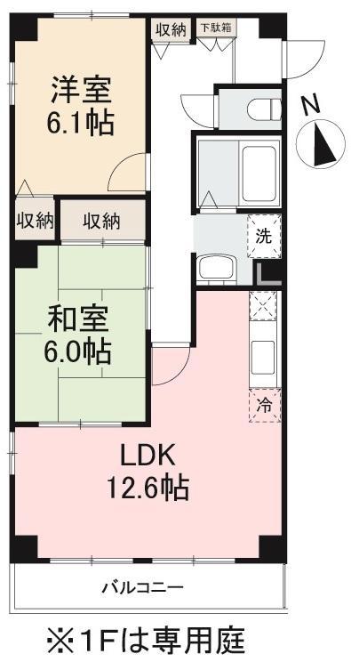 フィネス宮脇(2LDK/2階)の間取り写真