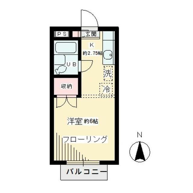 ウエストアシュール(1K/2階)の間取り写真