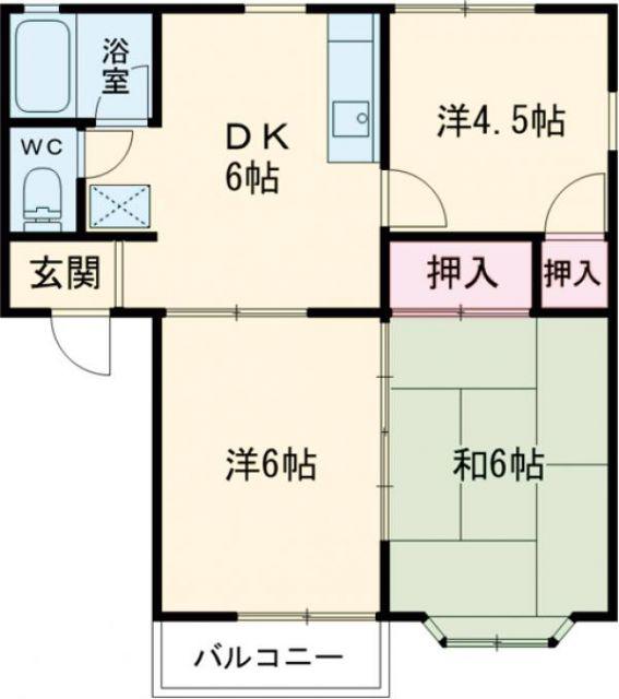 ヒルトップ本郷B(3DK/2階)の間取り写真