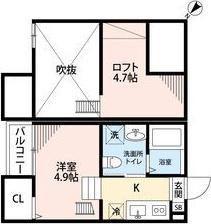 エスポワール堀田(ワンルーム/2階)の間取り写真