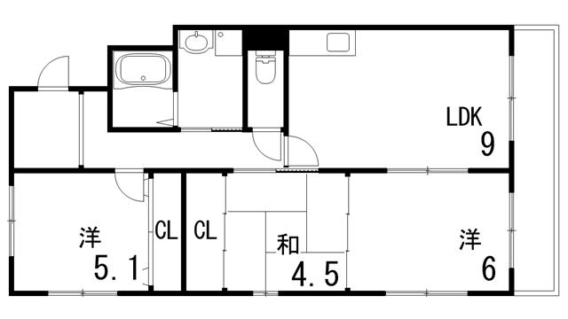 フェニックス本山(3LDK/3階)の間取り写真