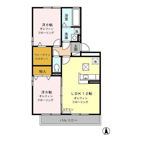 ジエンティール(2LDK/3階)の間取り写真