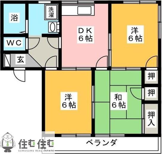 ハイツアイリス(3DK/1階)の間取り写真