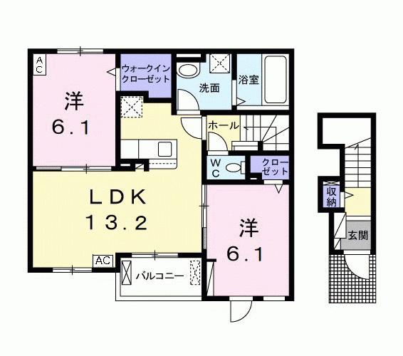 サンフラワー杭瀬(2LDK/2階)の間取り写真