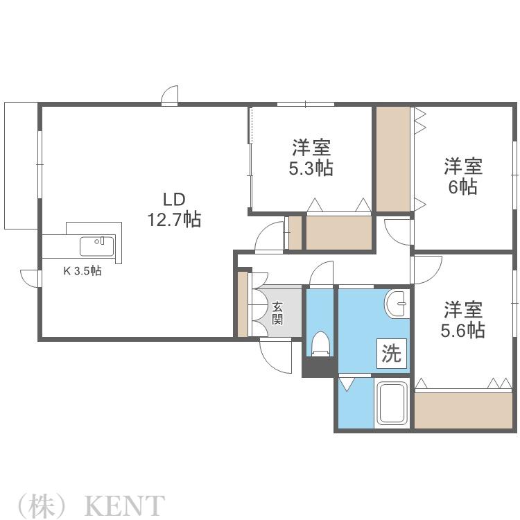 パークテラス八軒西(3LDK/2階)の間取り写真