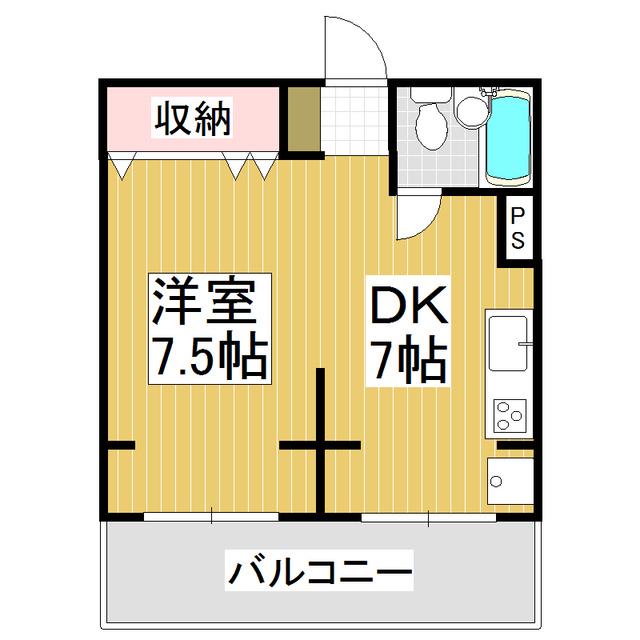 BIGコーポ上郷(1DK/2階)の間取り写真