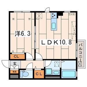 EMPRESS TREE II (1LDK/2階)の間取り写真