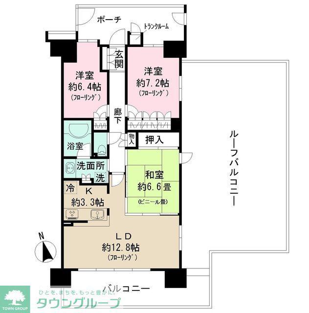 深大寺レジデンス(3LDK/9階)の間取り写真