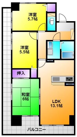 グランヴィ和合(3LDK/5階)の間取り写真