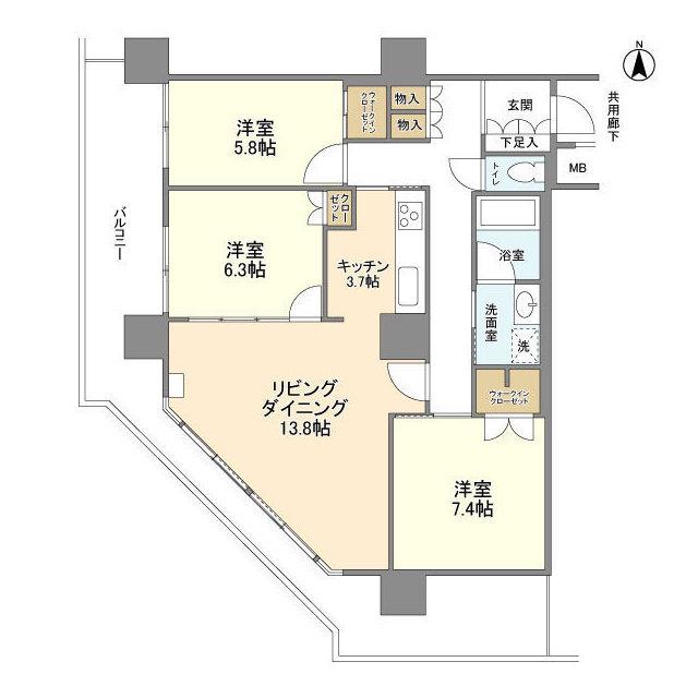 豊洲シエルタワー(3LDK/18階)の間取り写真
