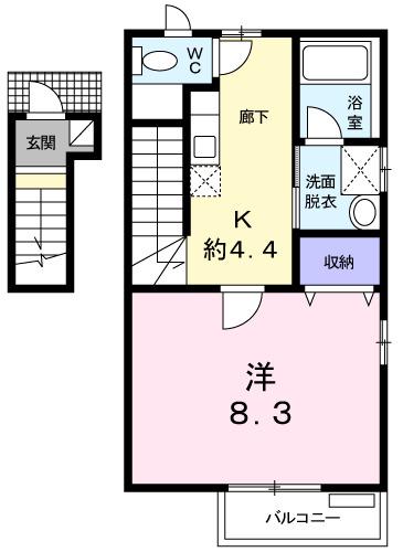 ちしろ台 III(1K/2階)の間取り写真