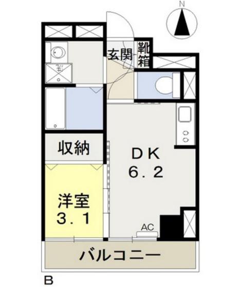 ブランシェ駅元町(1LDK/2階)の間取り写真