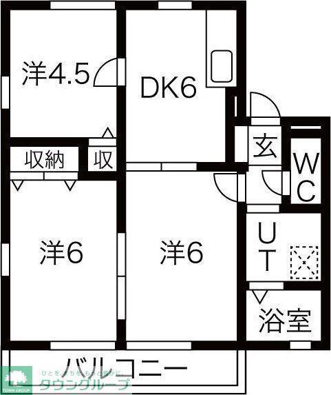 ローレルコートB(3DK/2階)の間取り写真