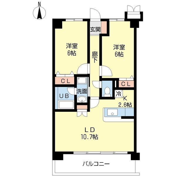 ヴェルドミールII(2LDK/3階)の間取り写真
