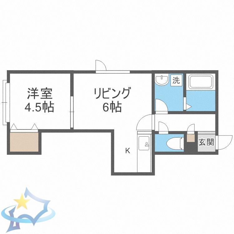 エターナル(1LDK/1階)の間取り写真