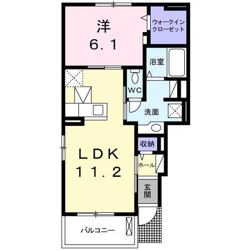 ベルヴェデーレ A(1LDK/1階)の間取り写真