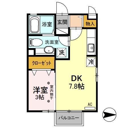 マインシュロス一条(1DK/2階)の間取り写真