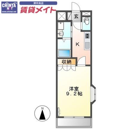 リヴァージュA棟(1K/2階)の間取り写真