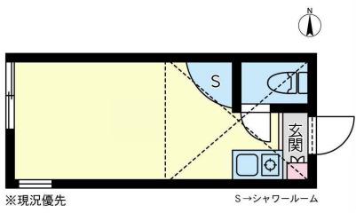 ユナイト西谷リンドバーグの丘(ワンルーム/1階)の間取り写真