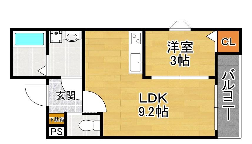 ジーメゾン渚元町プレディア(1LDK/1階)の間取り写真