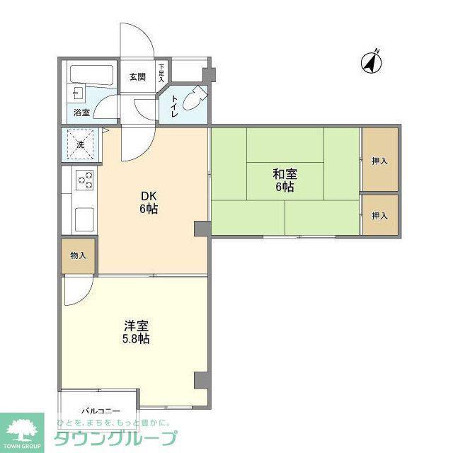 ウエスト壱番館(2DK/2階)の間取り写真