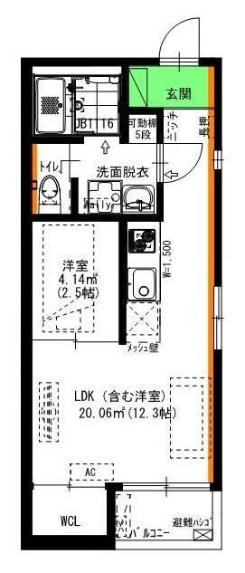 グランレーヴ伝馬(1LDK/2階)の間取り写真