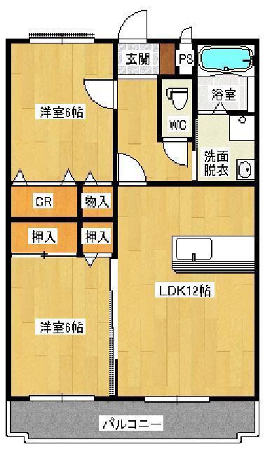 フローラソレイユ(2LDK/3階)の間取り写真