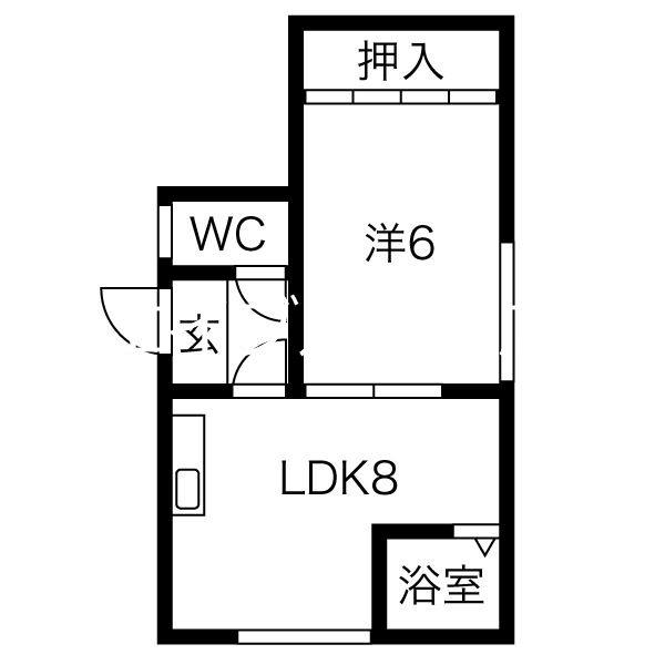 さくらマンション(1LDK/2階)の間取り写真