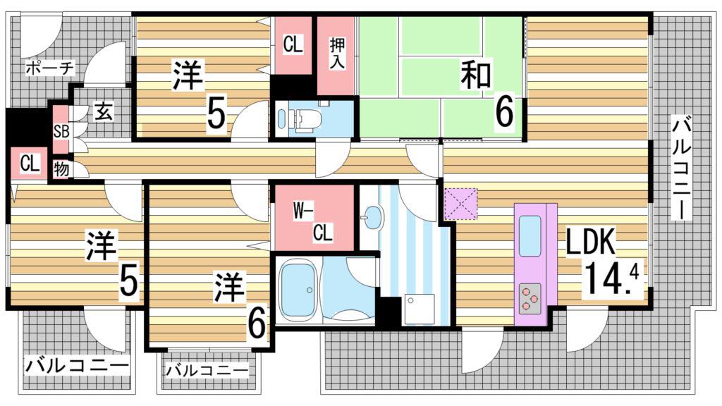 ソフィア垂水高丸ハーティスクエア(4LDK/3階)の間取り写真