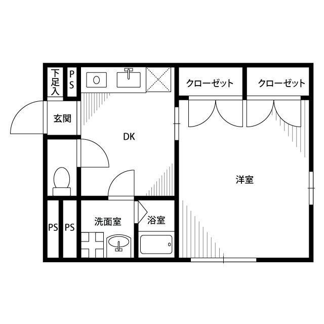 アンプルールフェールKIII(1DK/1階)の間取り写真