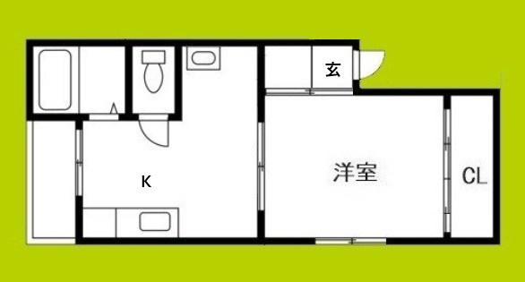 平和相互ビル北堀江(1DK/3階)の間取り写真