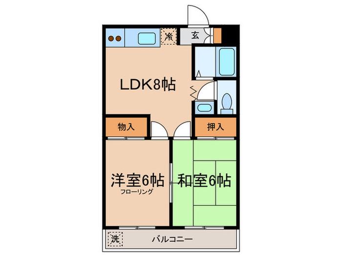 グランフォーム喜多見(2LDK/1階)の間取り写真