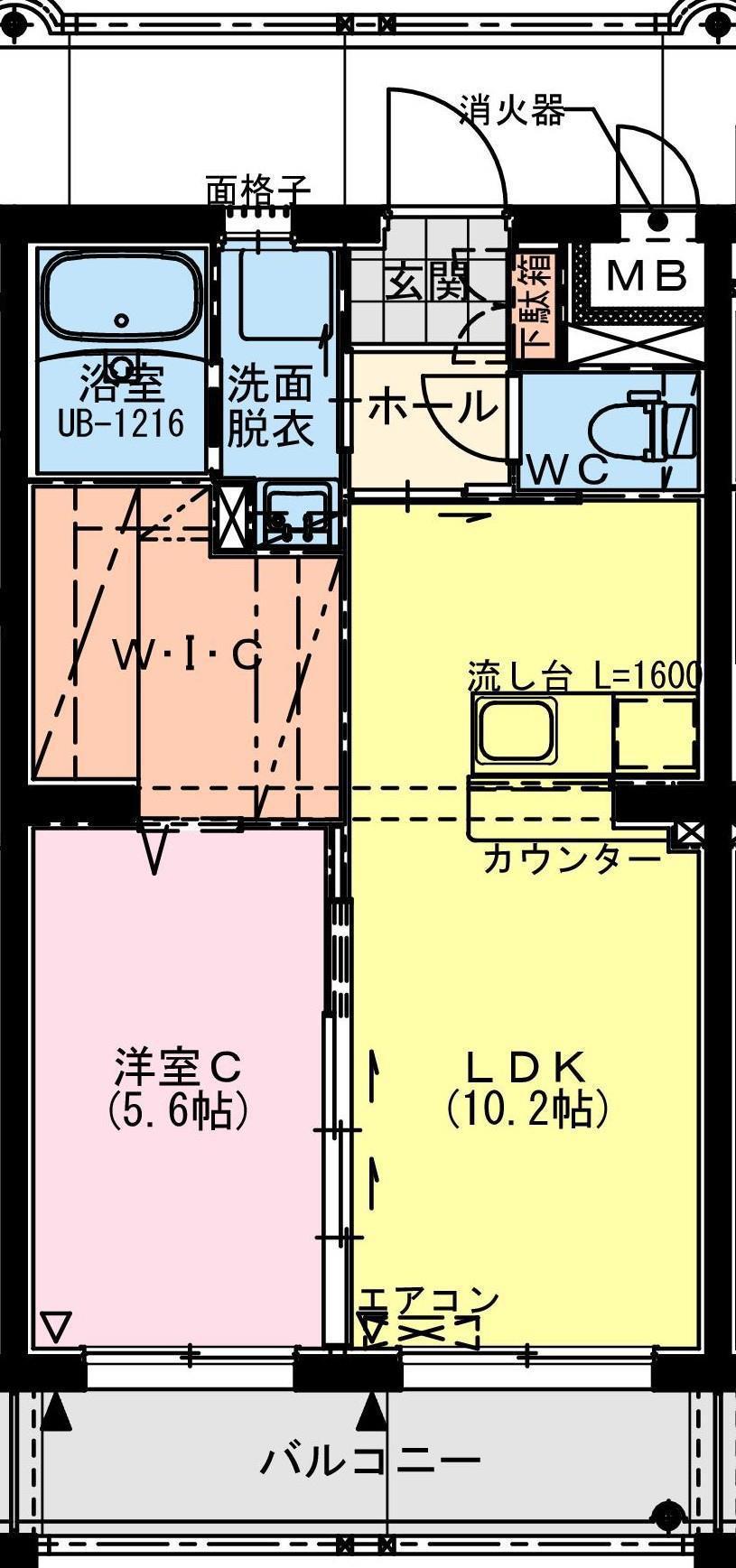 都城天神町YマンションII(1LDK/2階)の間取り写真