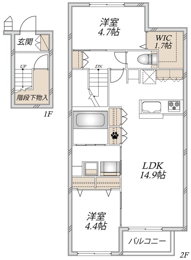 LE NOIR(2LDK/2階)の間取り写真