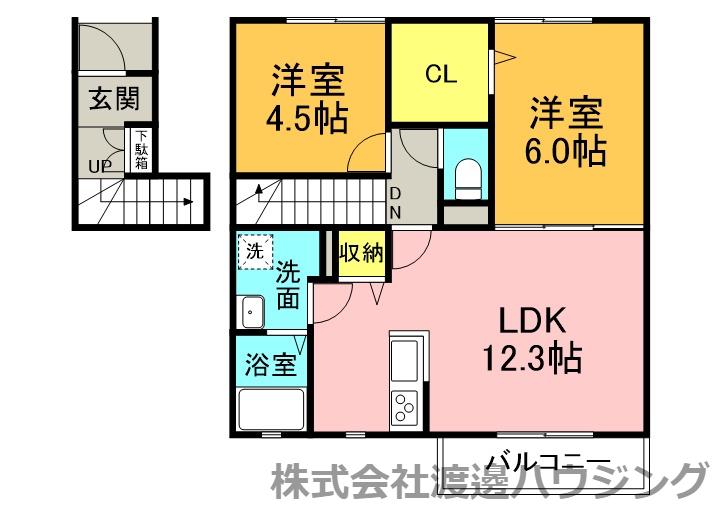 ティアラI(2LDK/2階)の間取り写真