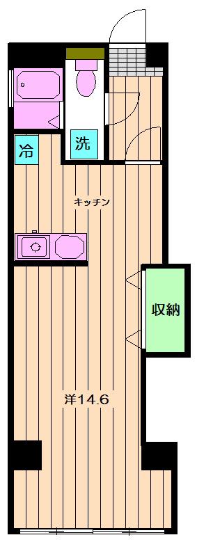 フェザーヒル(1DK/4階)の間取り写真