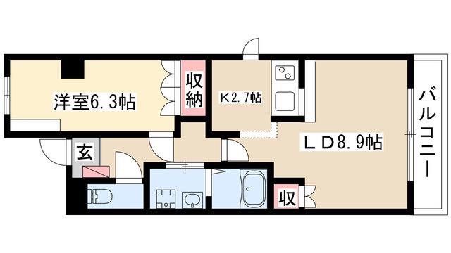 ガーデンハウス(1LDK/3階)の間取り写真