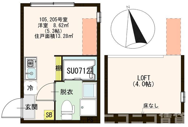 ハーモニーテラス東金町V(ワンルーム/1階)の間取り写真