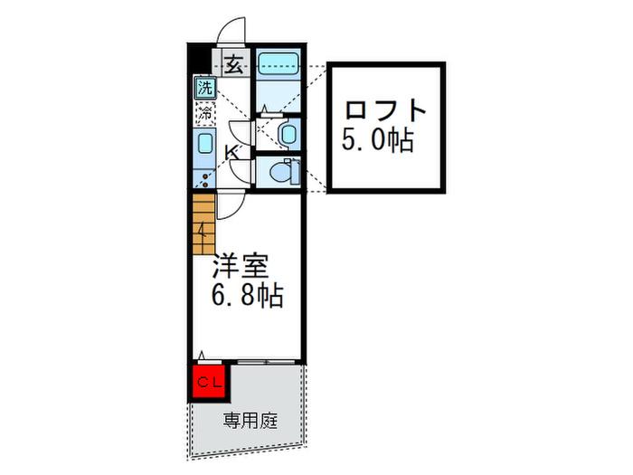 ディモア緑地公園(1K/1階)の間取り写真