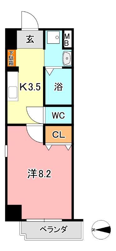 アルバ鹿田(1K/7階)の間取り写真