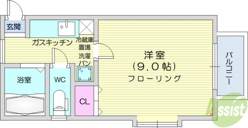 カームシュッセン(1K/2階)の間取り写真