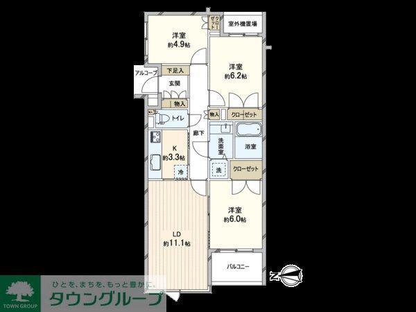世田谷代田ヒルズ(3LDK/3階)の間取り写真