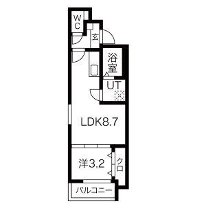 MOVE本陣PREMIO(1LDK/3階)の間取り写真