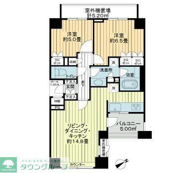 シティハウス調布ステーションコート(2LDK/4階)の間取り写真