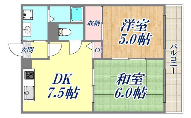 林マンション(2DK/3階)の間取り写真
